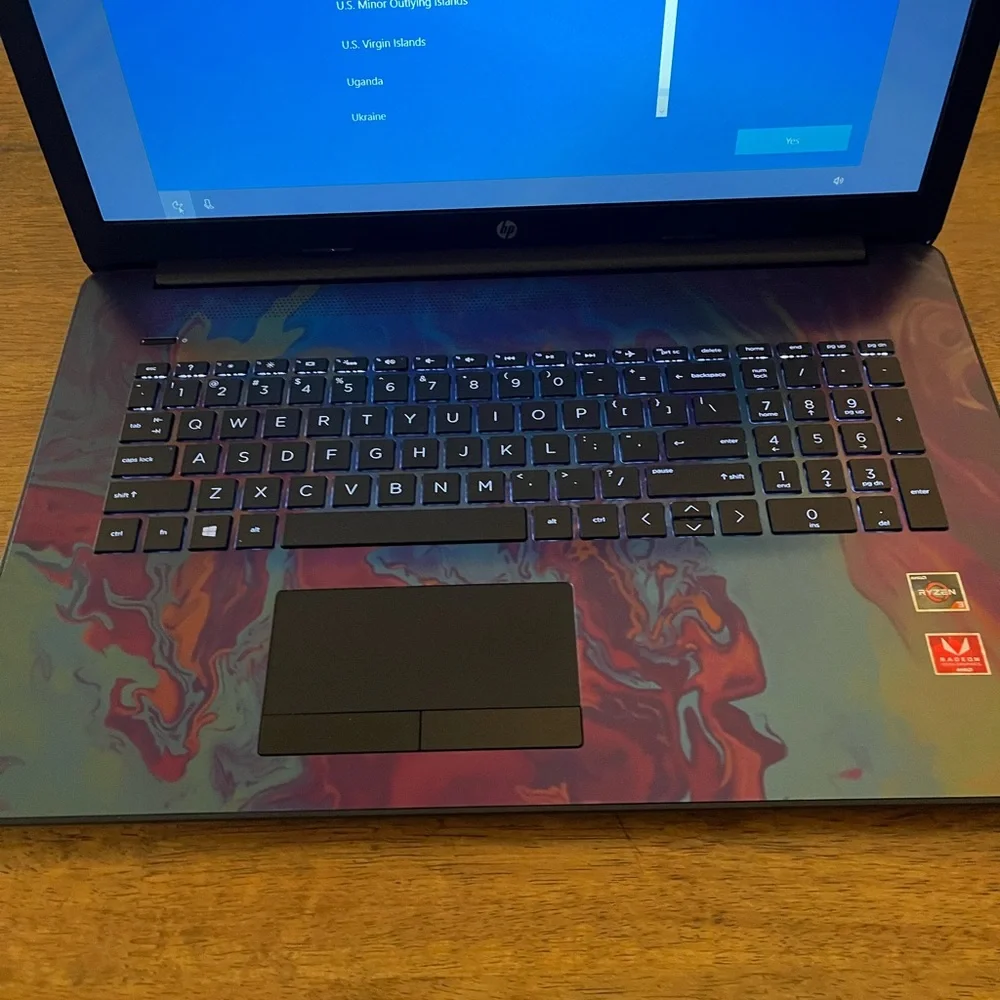 HP Blue and Red Swirl LaptopHP 17 inch
